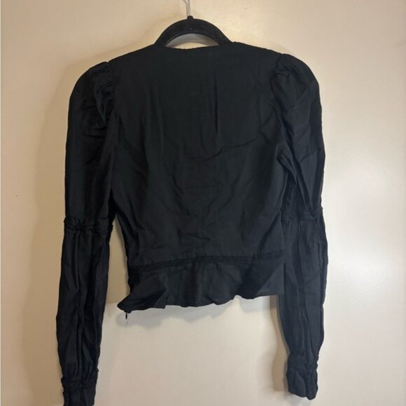 Reformation Black Lace Trim Blouse - Picture 3 of 4